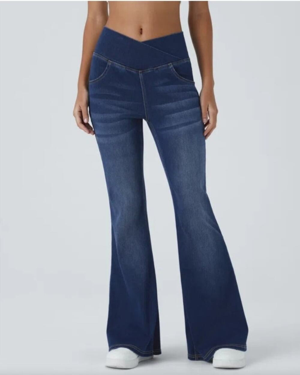 Halara Flex High Waisted Crossover Flare Jeans Sz Petite Small